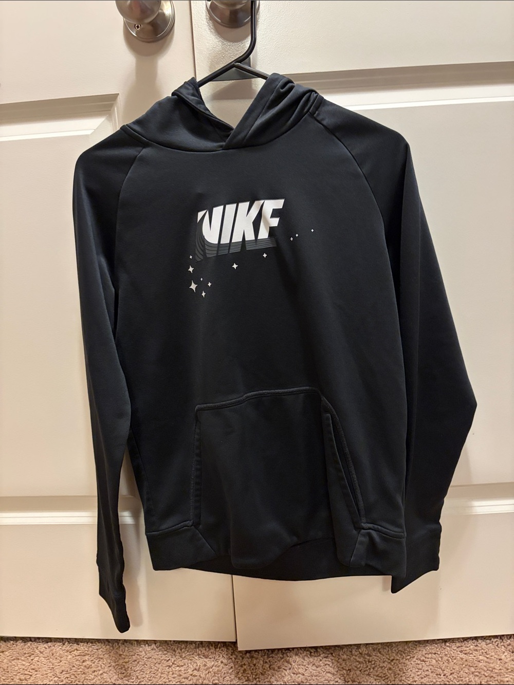 Nike Black Hoodie with White Logo and Star Detail